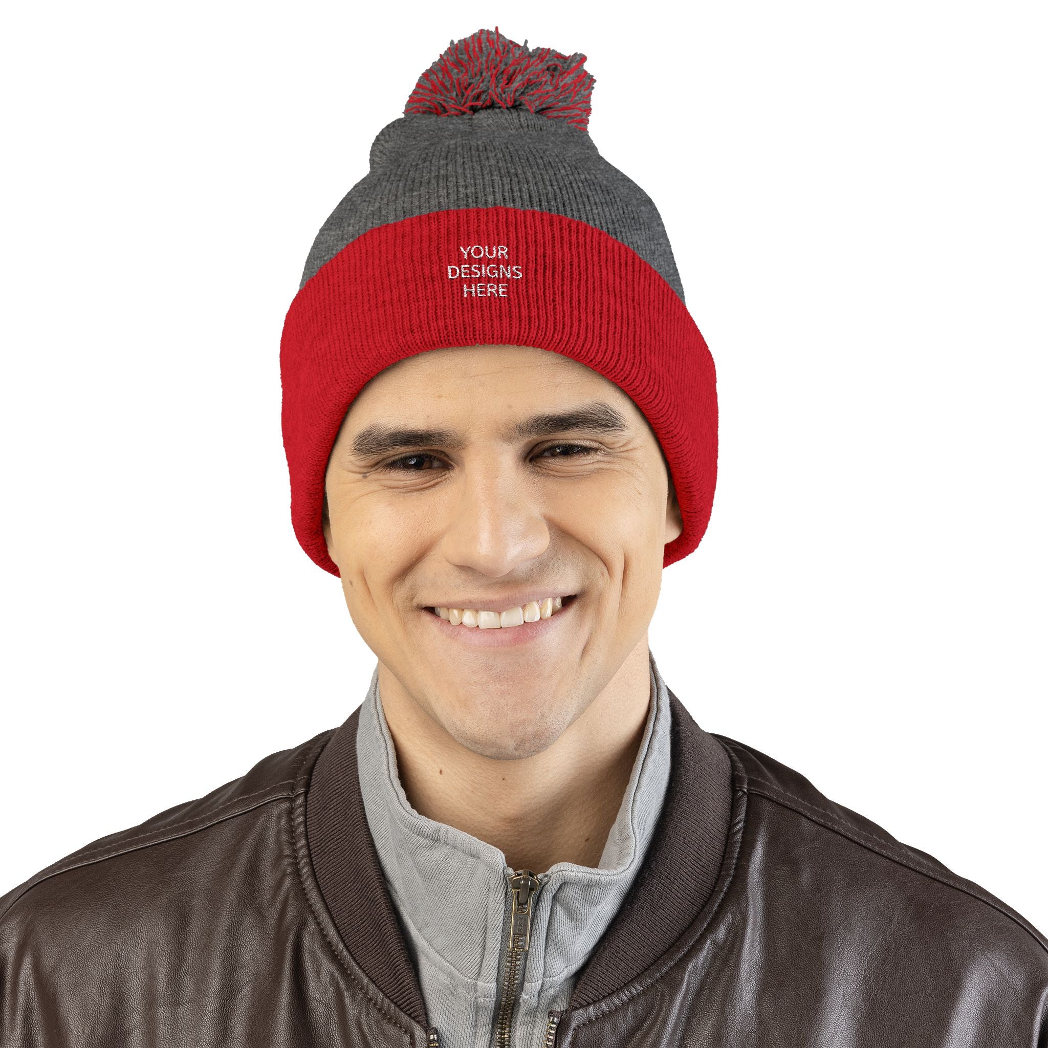 Embroidered Pom-Pom Beanie