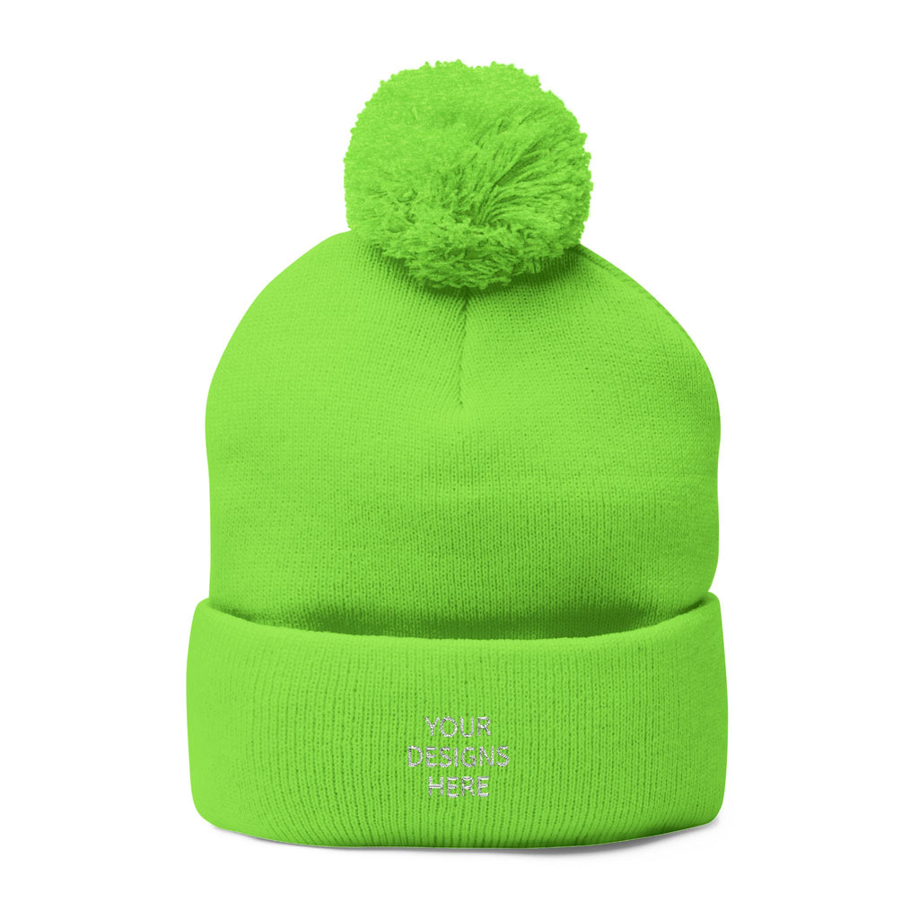 Embroidered Pom-Pom Beanie