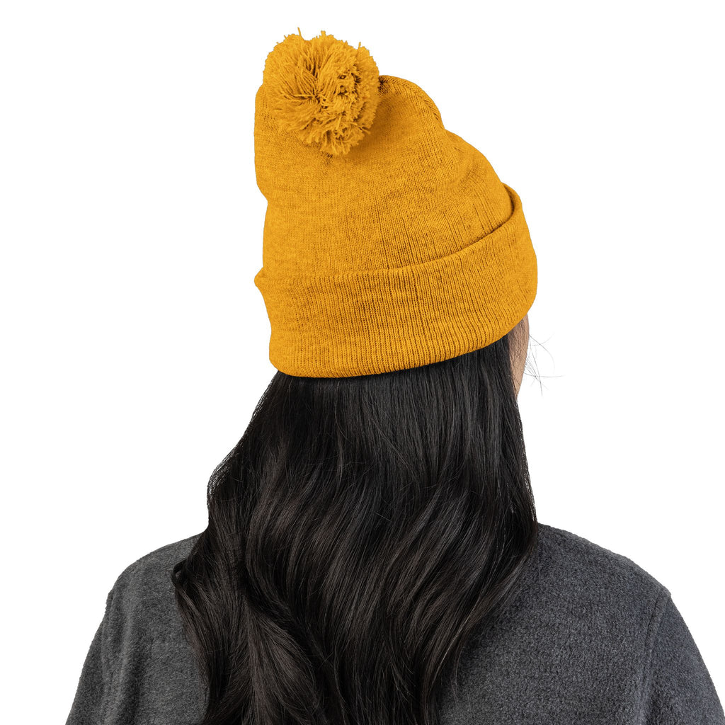 Embroidered Pom-Pom Beanie