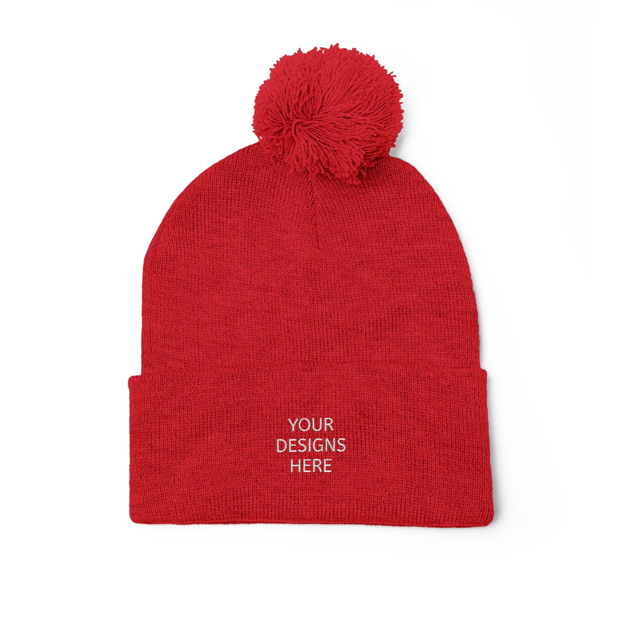 Embroidered Pom-Pom Beanie