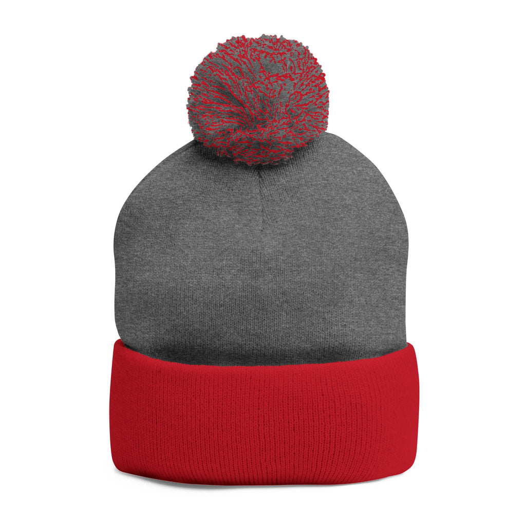 Embroidered Pom-Pom Beanie