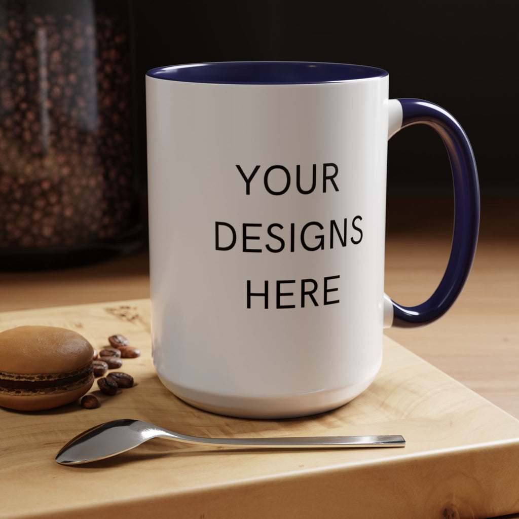 Accent Coffee Mug — Customizable "Your Designs Here" Black-Handle Ceramic Mug (11/15 oz)