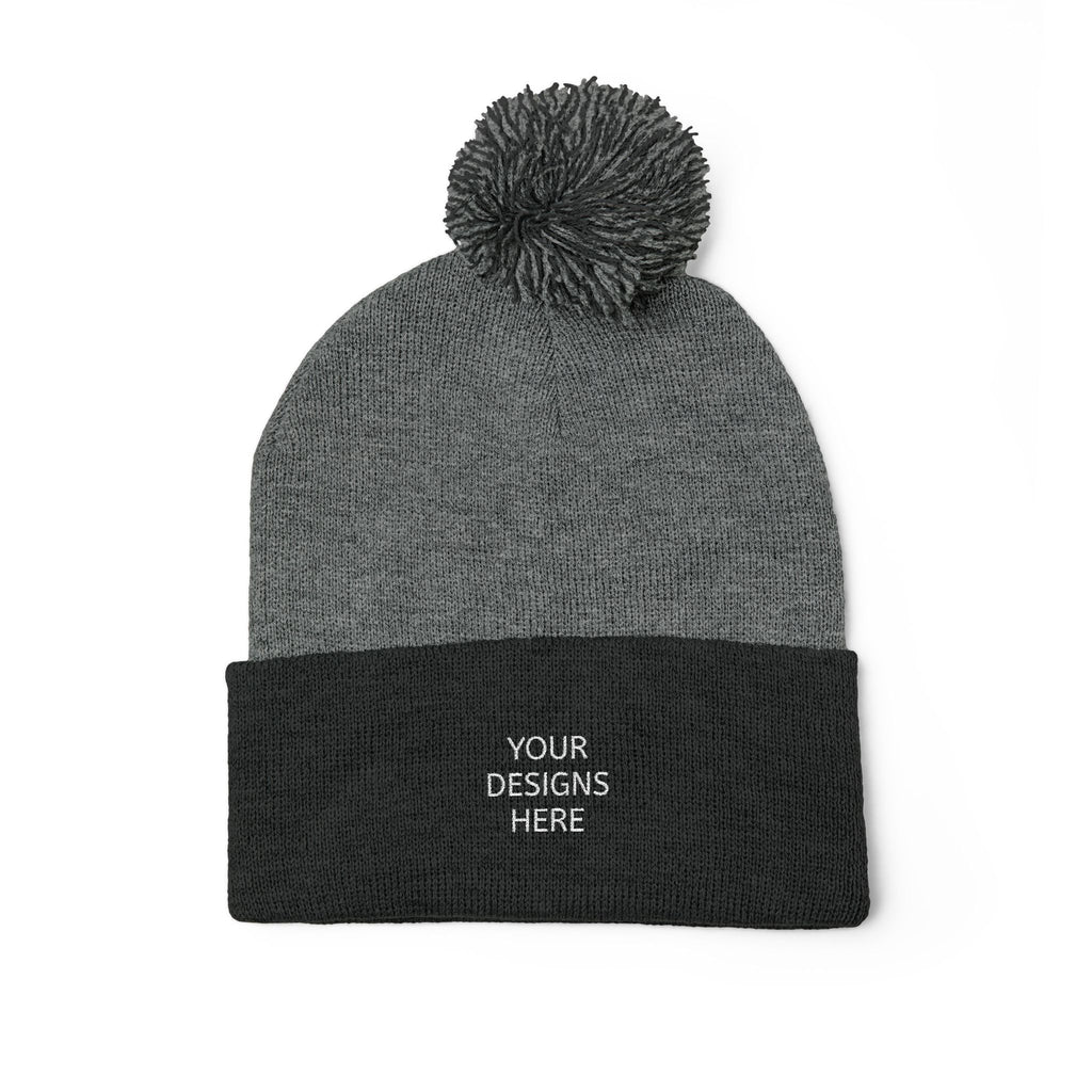 Embroidered Pom-Pom Beanie