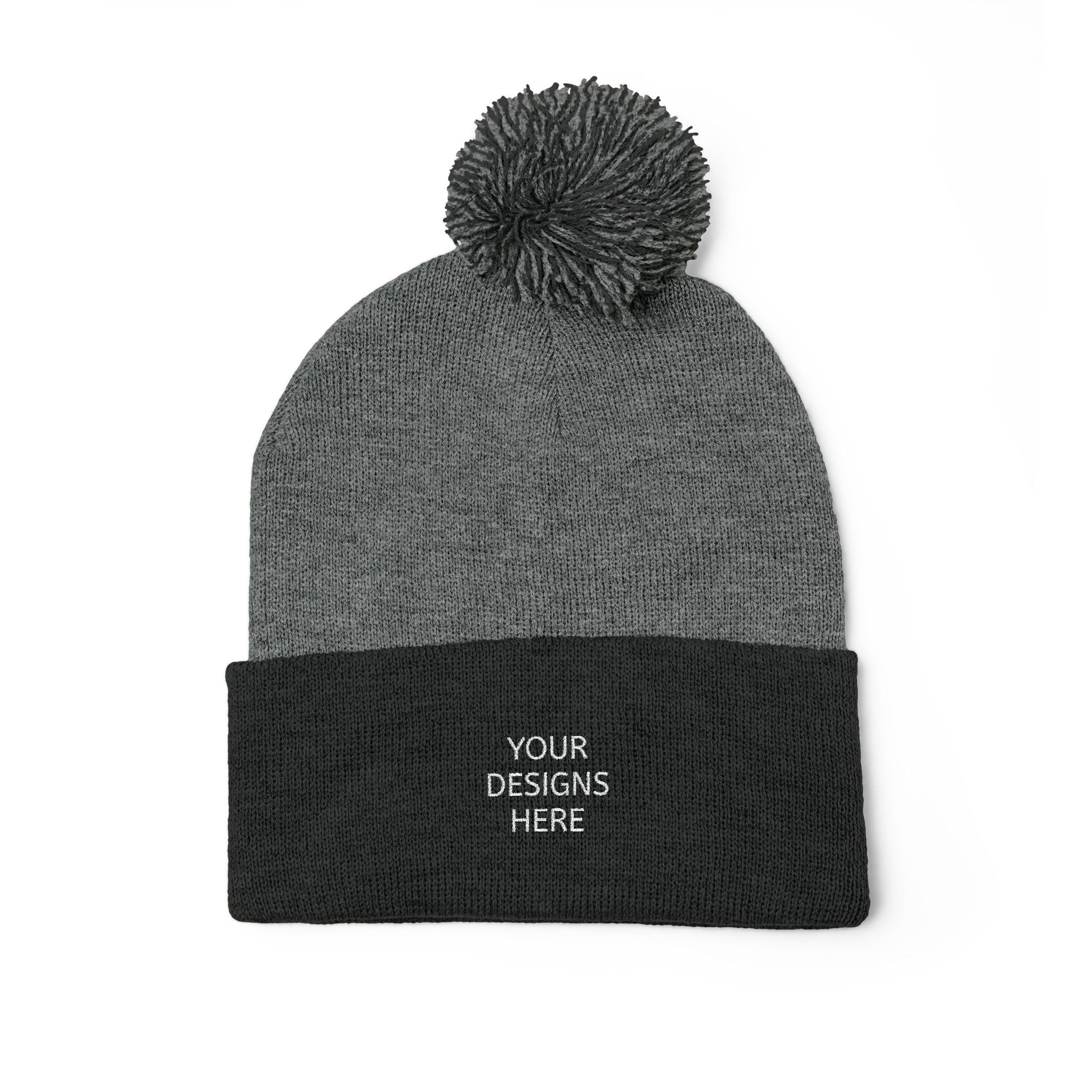 Embroidered Pom-Pom Beanie