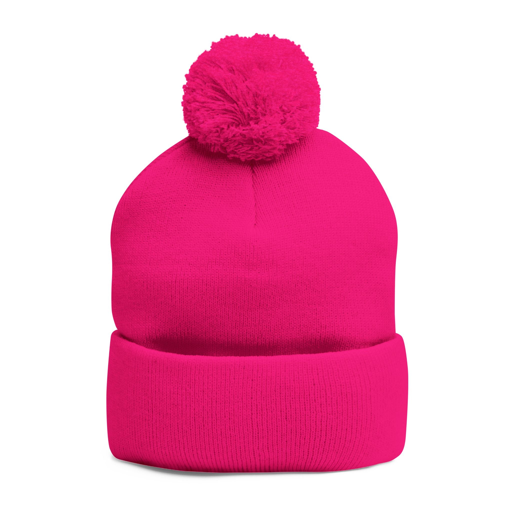 Embroidered Pom-Pom Beanie