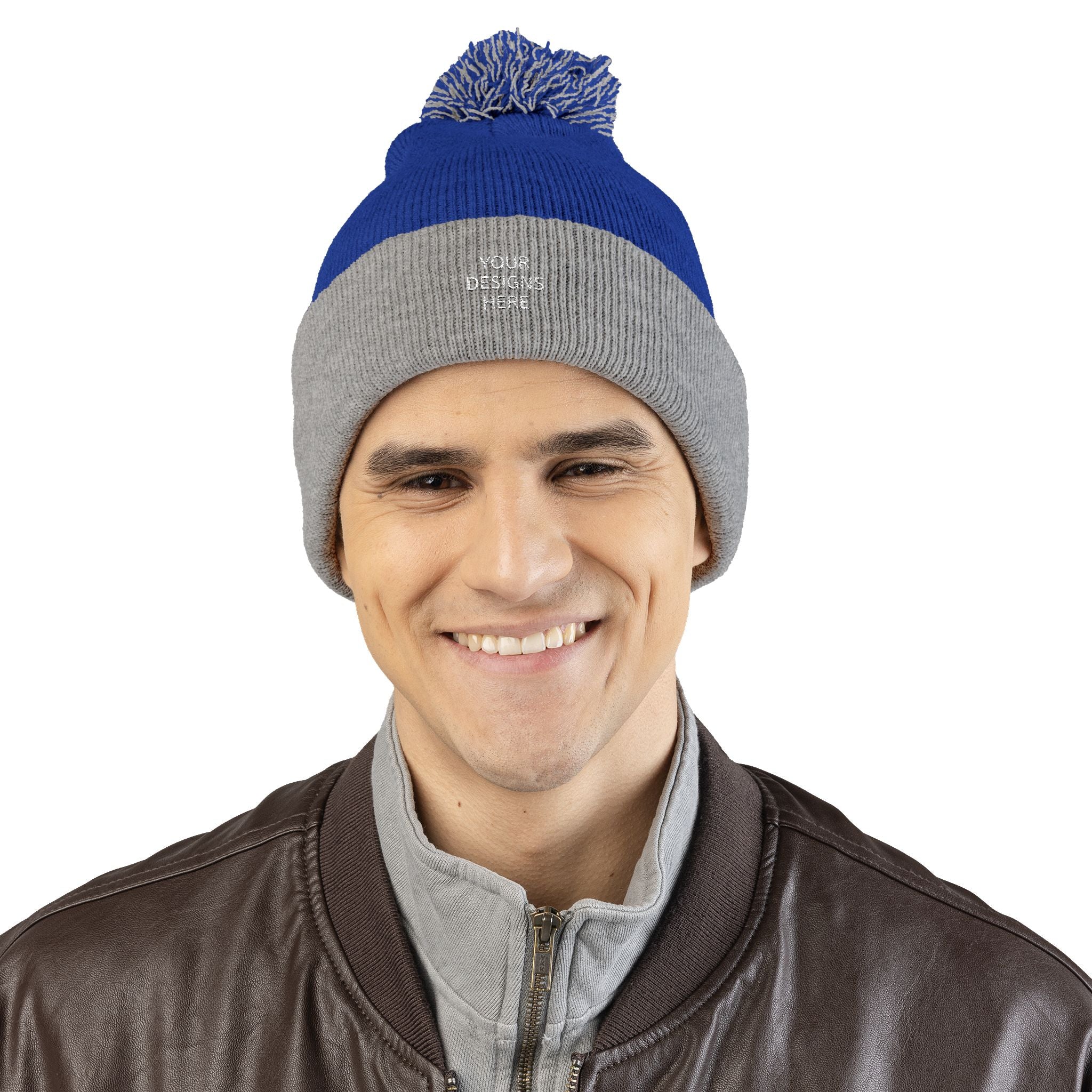 Embroidered Pom-Pom Beanie