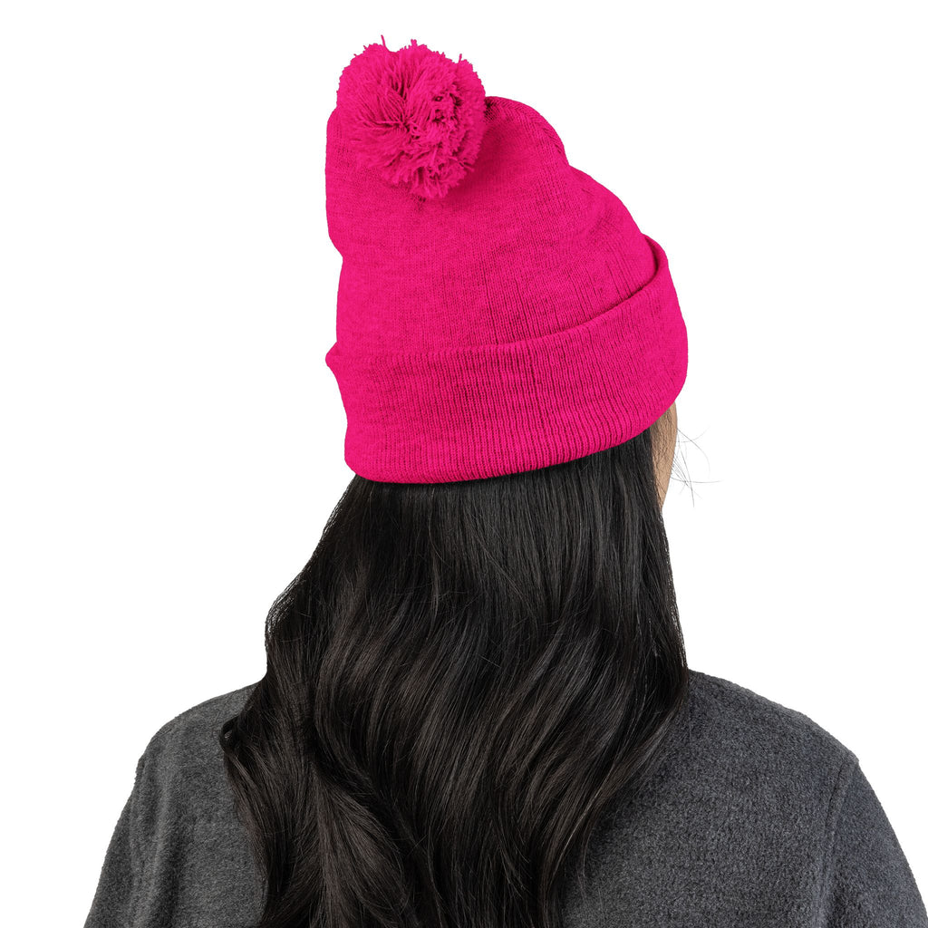 Embroidered Pom-Pom Beanie