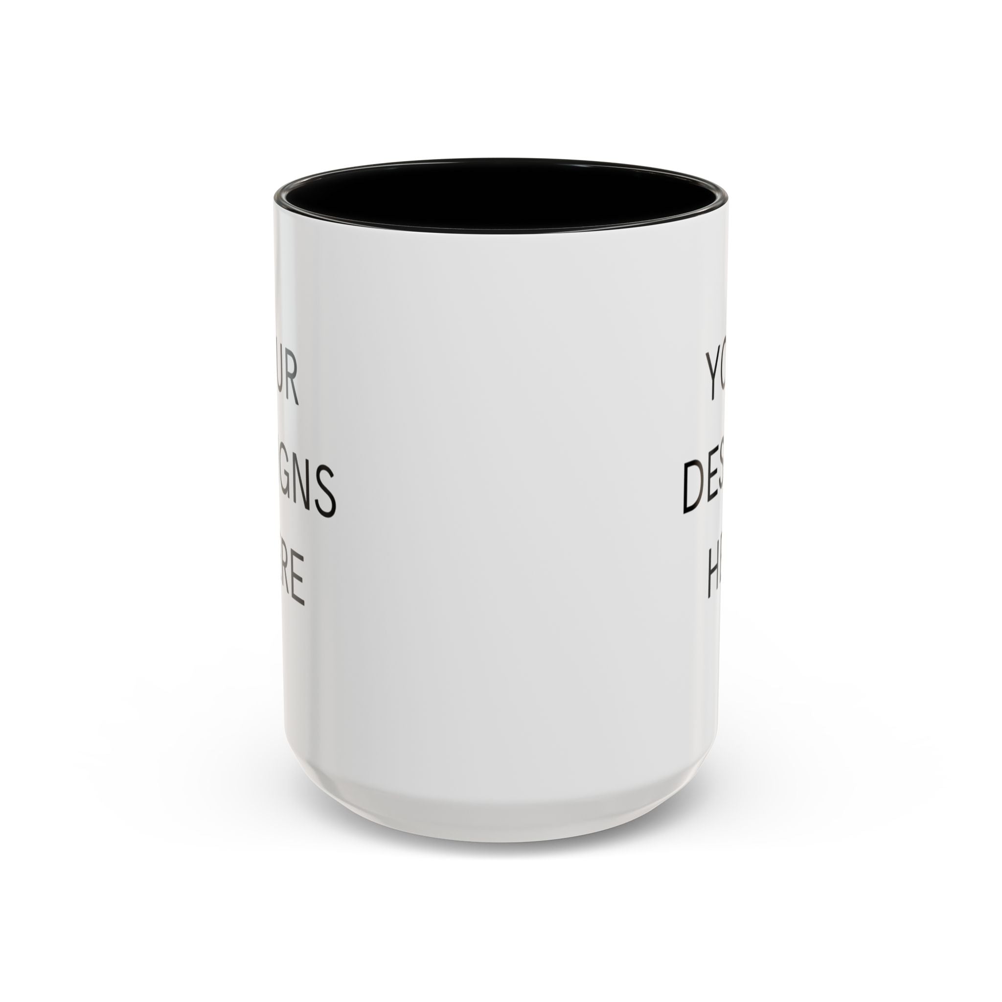 Accent Coffee Mug — Customizable "Your Designs Here" Black-Handle Ceramic Mug (11/15 oz)