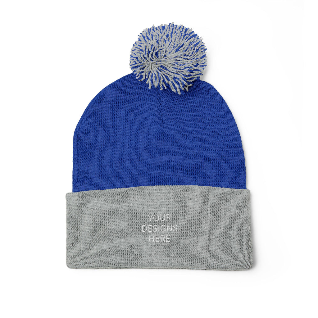 Embroidered Pom-Pom Beanie
