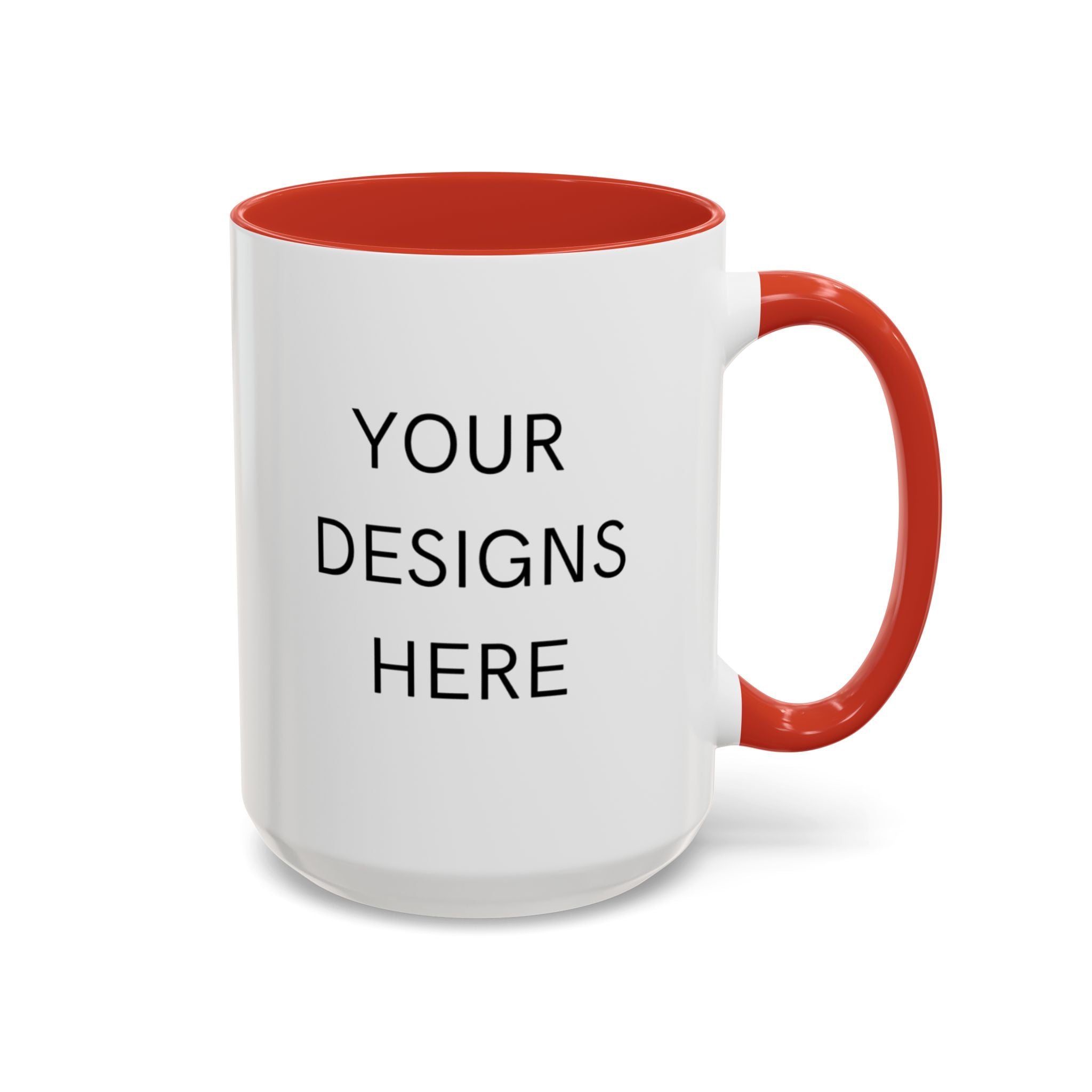 Accent Coffee Mug — Customizable "Your Designs Here" Black-Handle Ceramic Mug (11/15 oz)