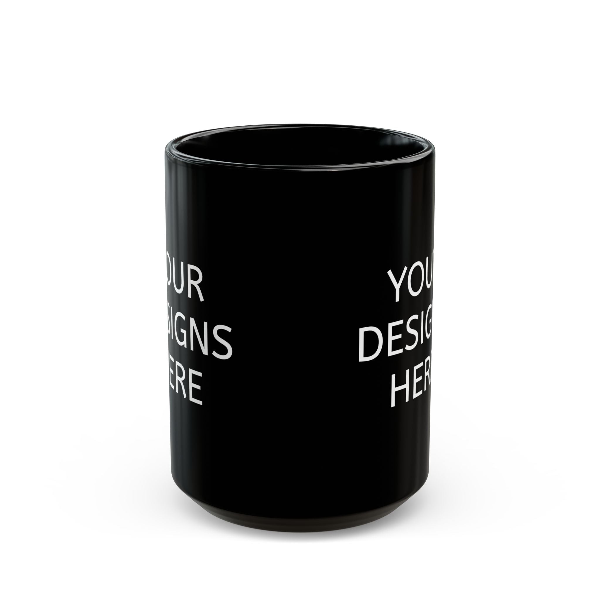 Black Ceramic Mug - Customizable 'Your Designs Here' Coffee Cup (11oz & 15oz)