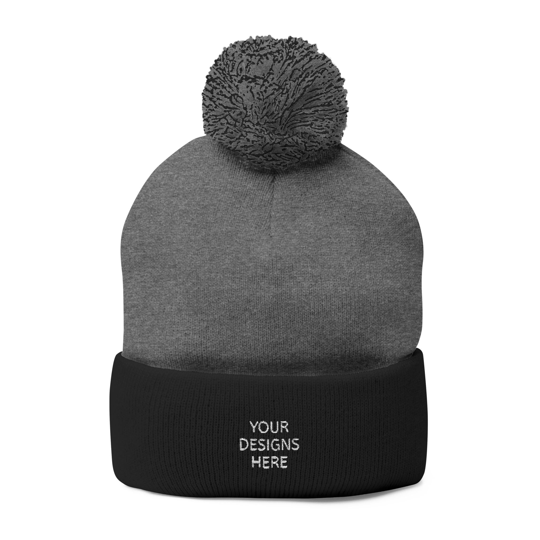 Embroidered Pom-Pom Beanie