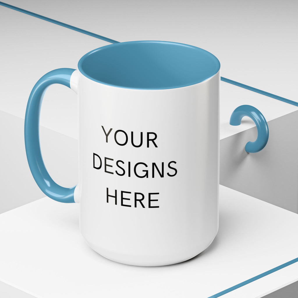 Accent Coffee Mug — Customizable "Your Designs Here" Black-Handle Ceramic Mug (11/15 oz)
