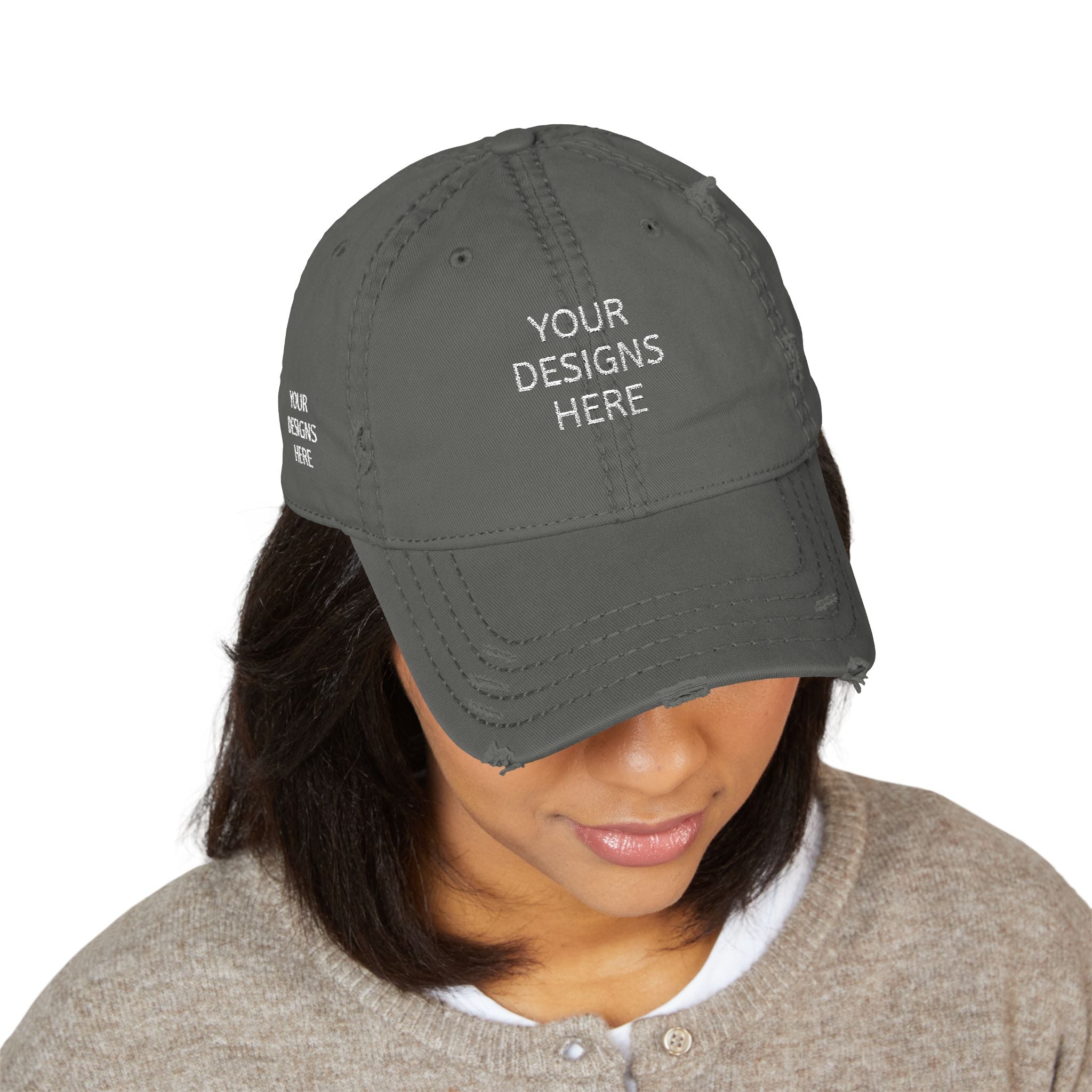 Distressed Embroidered Dad Hat