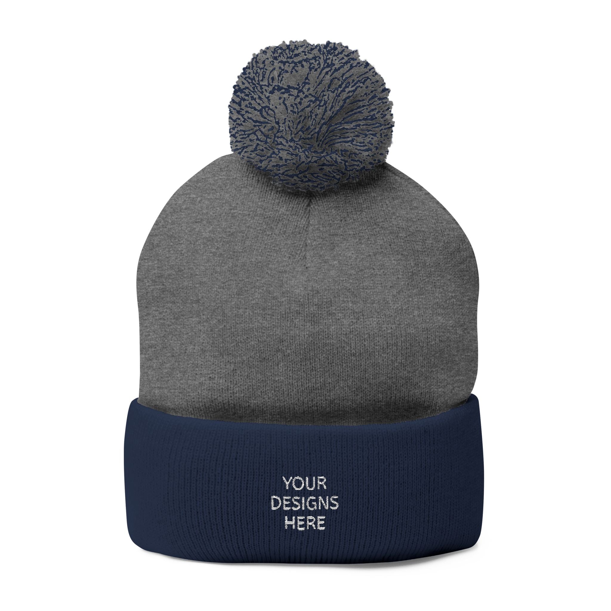 Embroidered Pom-Pom Beanie