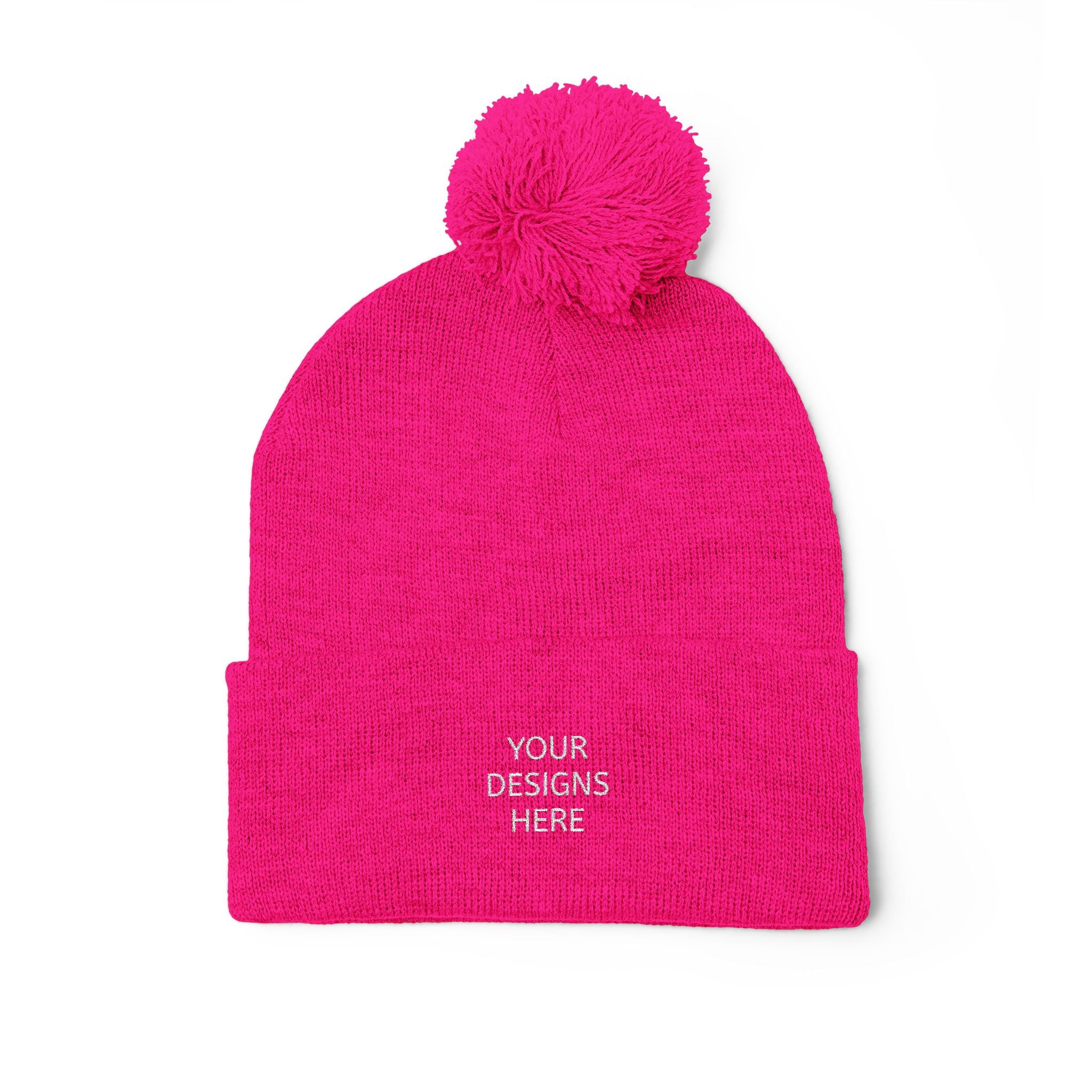 Embroidered Pom-Pom Beanie