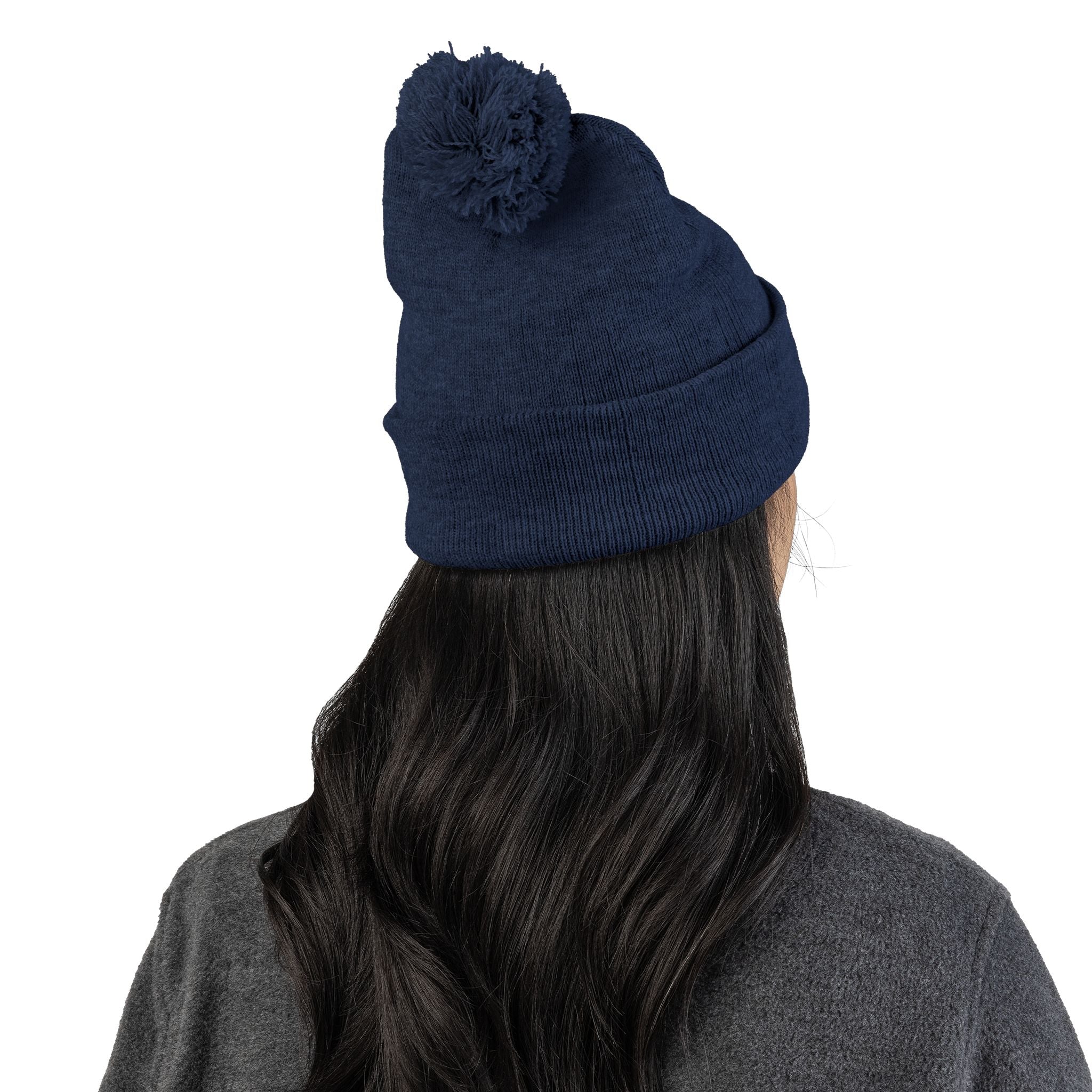 Embroidered Pom-Pom Beanie