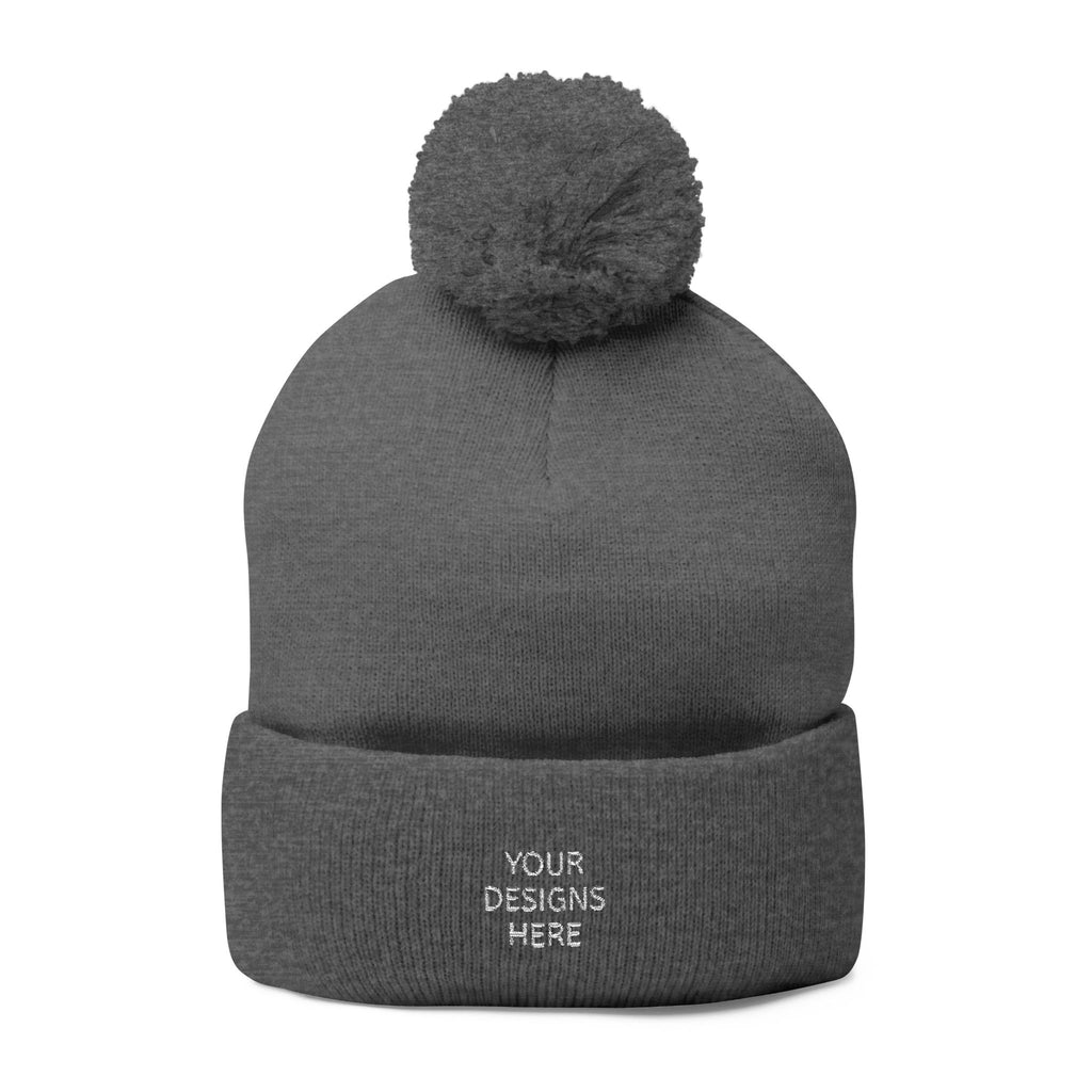 Embroidered Pom-Pom Beanie