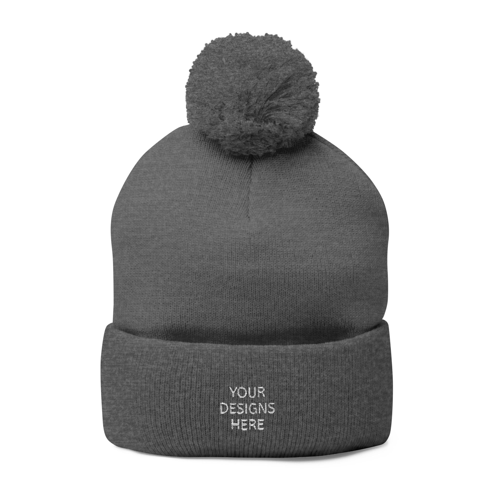 Embroidered Pom-Pom Beanie