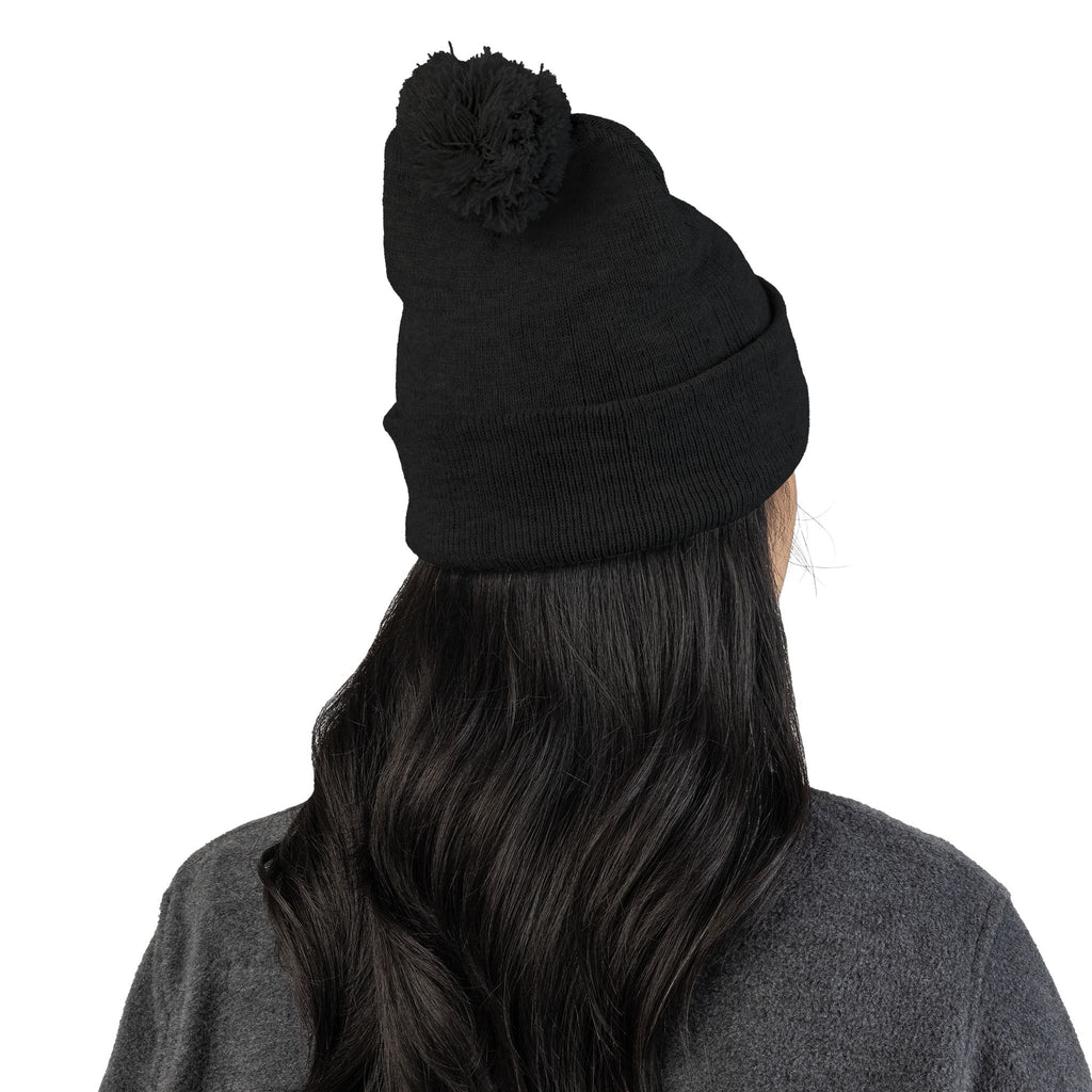 Embroidered Pom-Pom Beanie