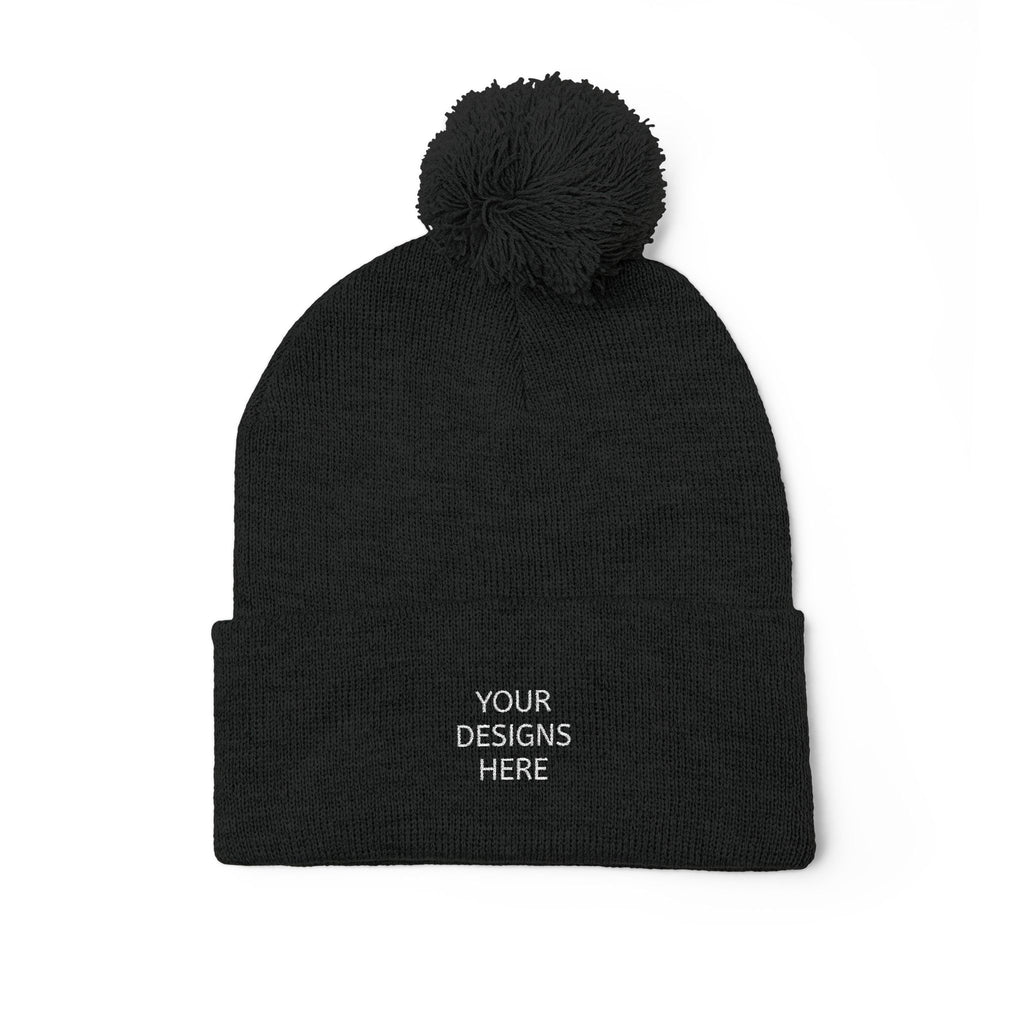 Embroidered Pom-Pom Beanie