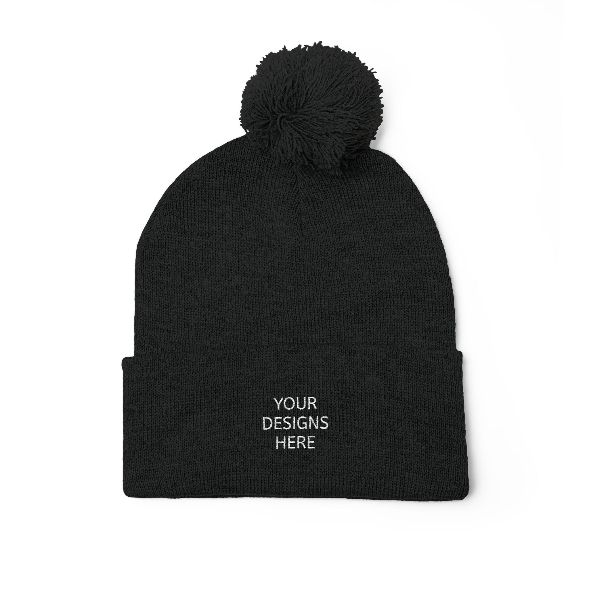 Embroidered Pom-Pom Beanie