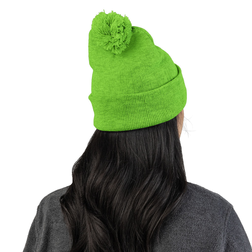 Embroidered Pom-Pom Beanie