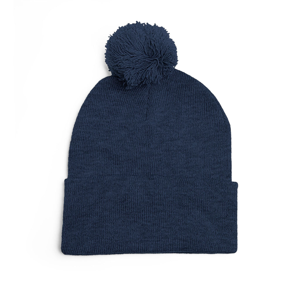 Embroidered Pom-Pom Beanie
