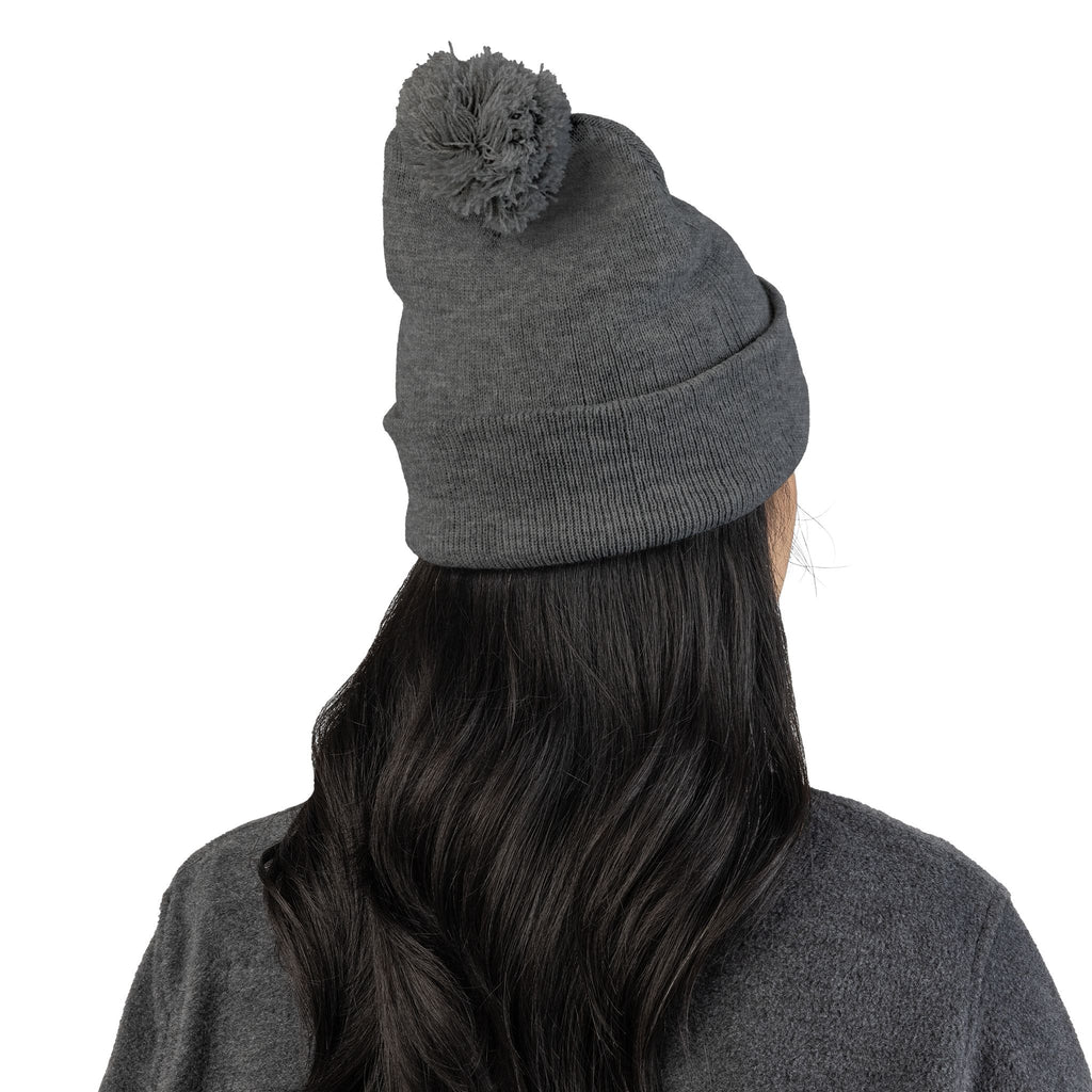 Embroidered Pom-Pom Beanie