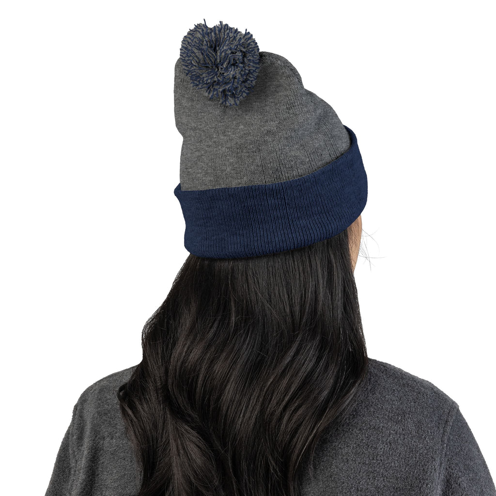 Embroidered Pom-Pom Beanie