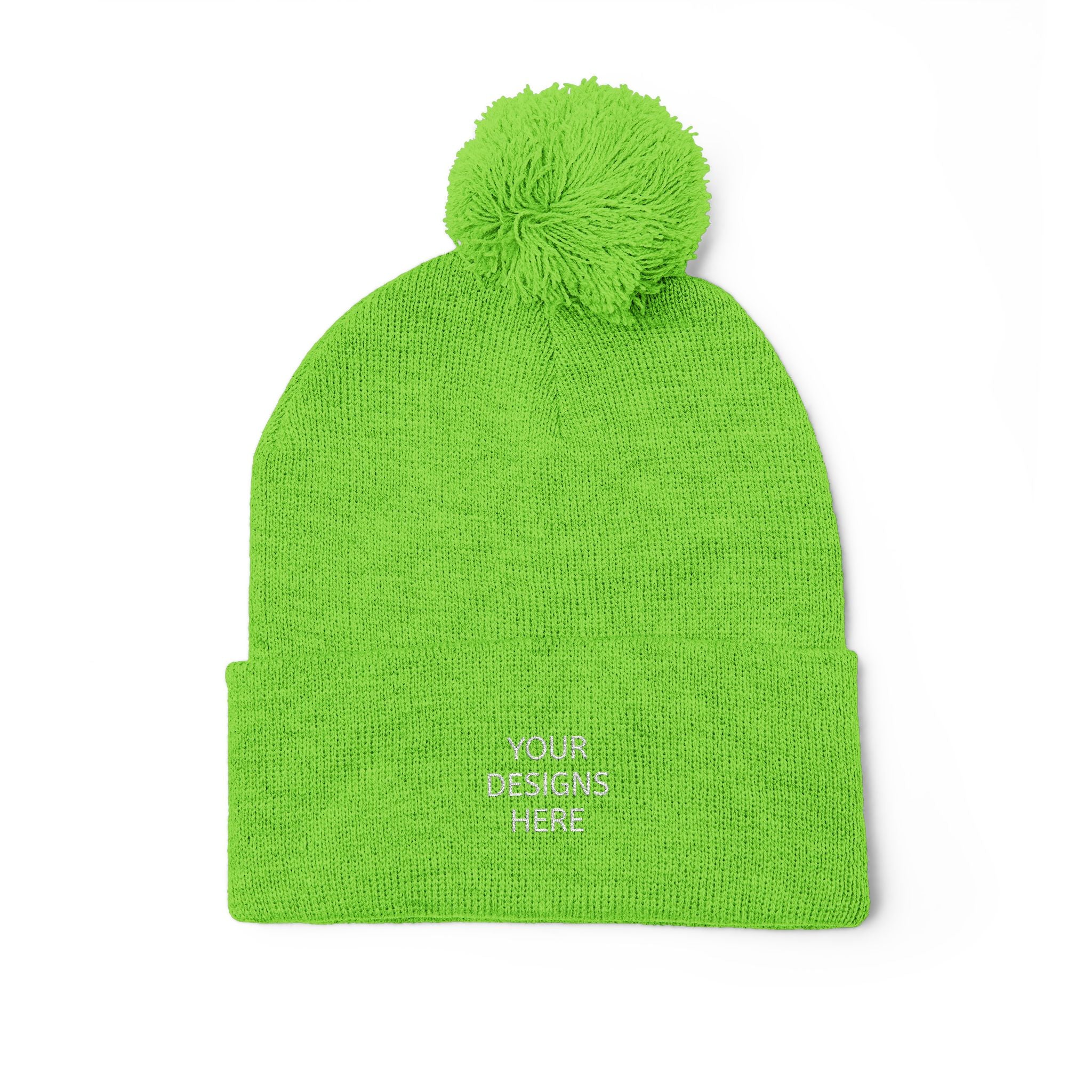 Embroidered Pom-Pom Beanie