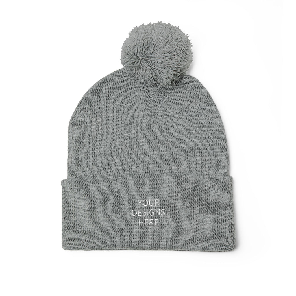 Embroidered Pom-Pom Beanie