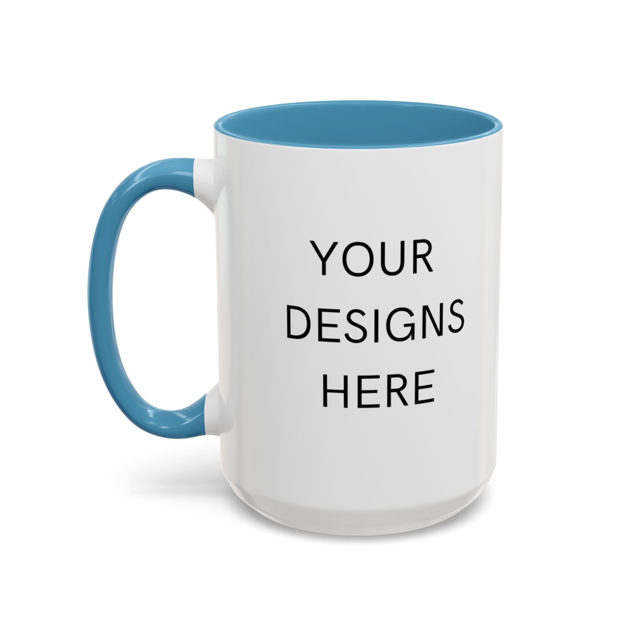 Accent Coffee Mug — Customizable "Your Designs Here" Black-Handle Ceramic Mug (11/15 oz)