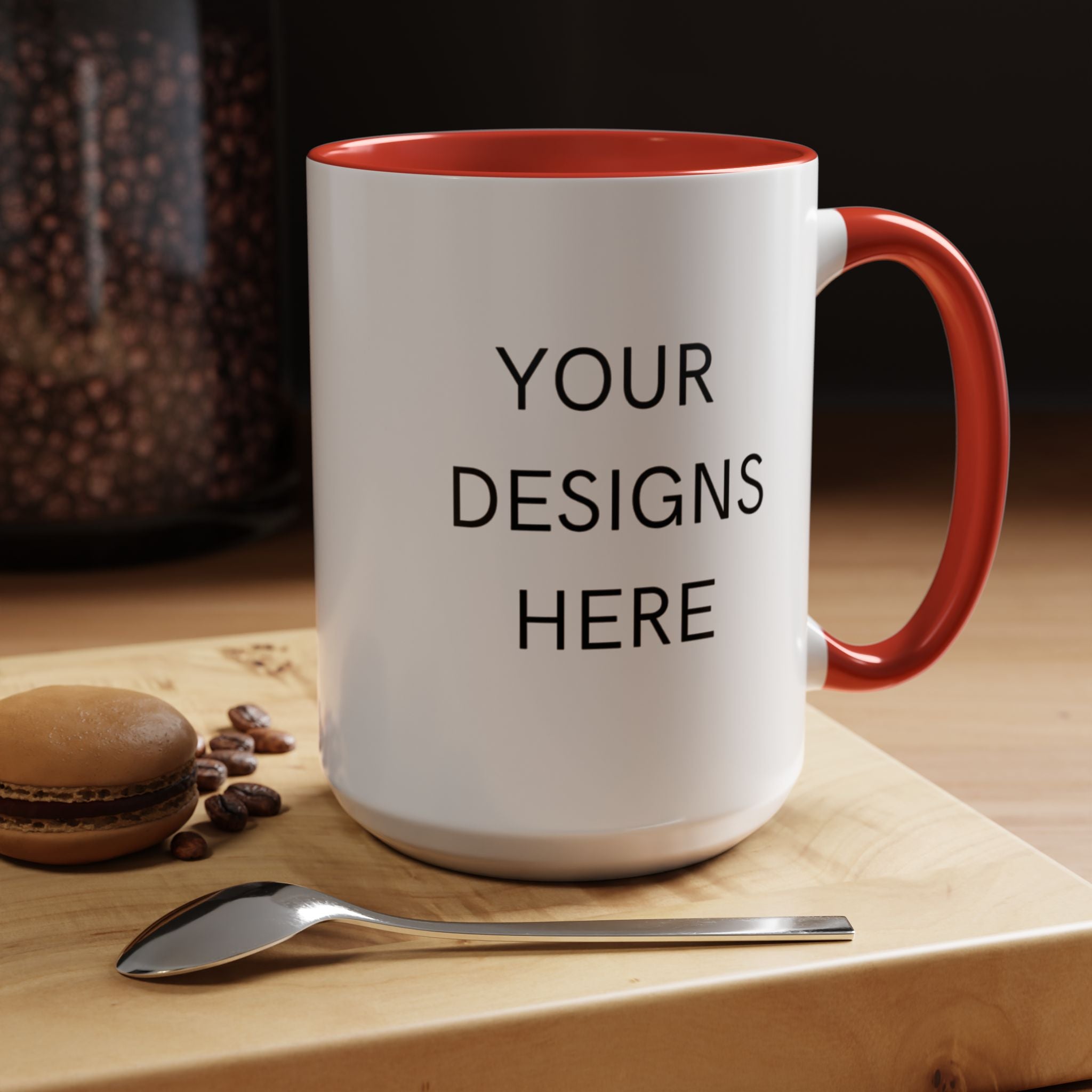Accent Coffee Mug — Customizable "Your Designs Here" Black-Handle Ceramic Mug (11/15 oz)