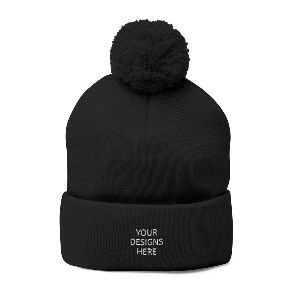 Embroidered Pom-Pom Beanie