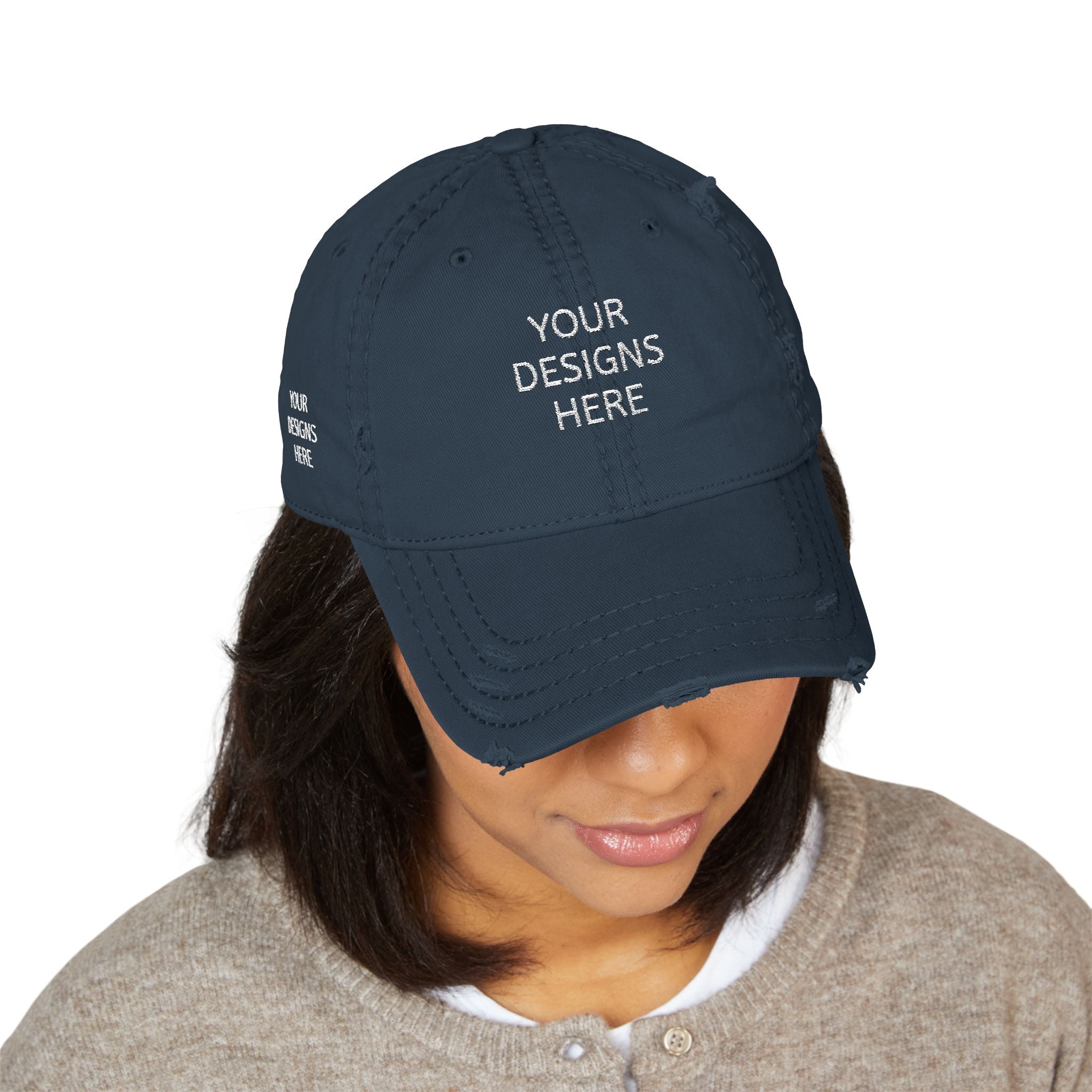 Distressed Embroidered Dad Hat
