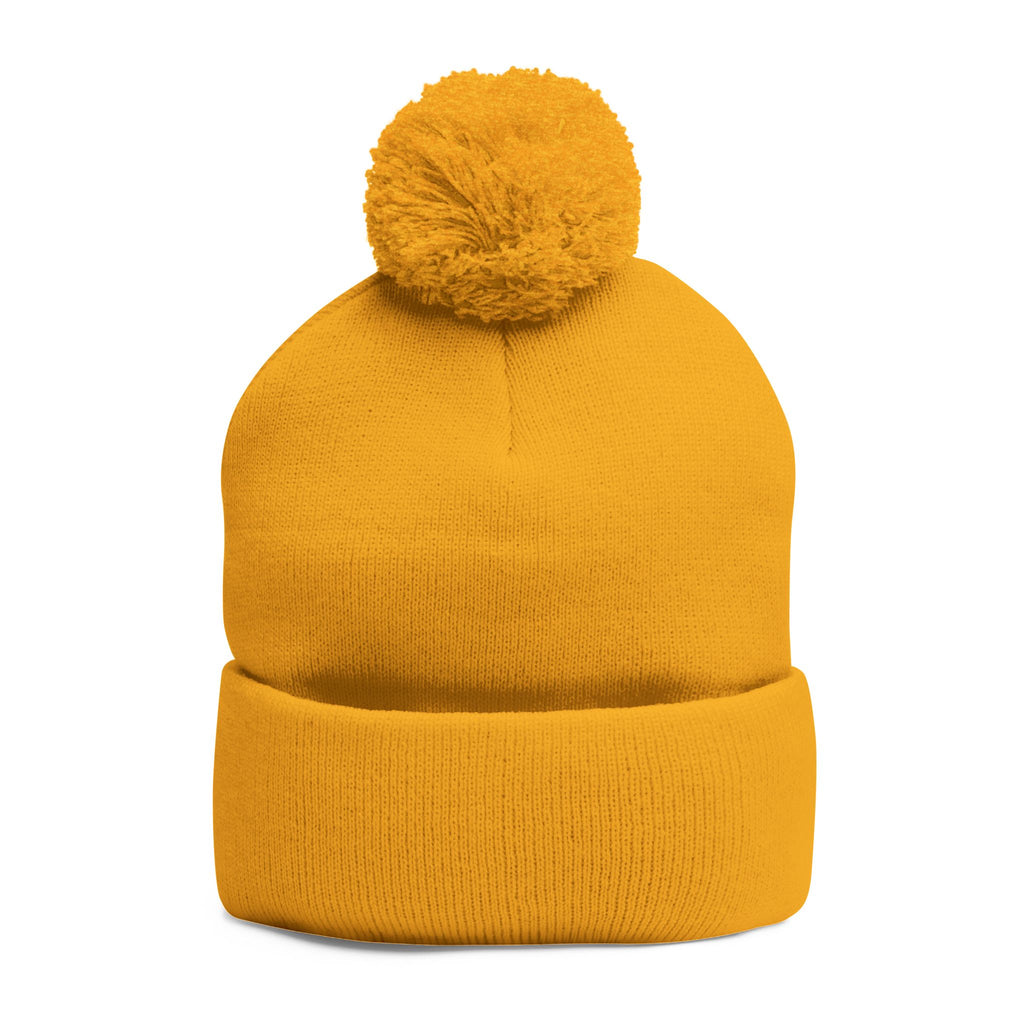Embroidered Pom-Pom Beanie