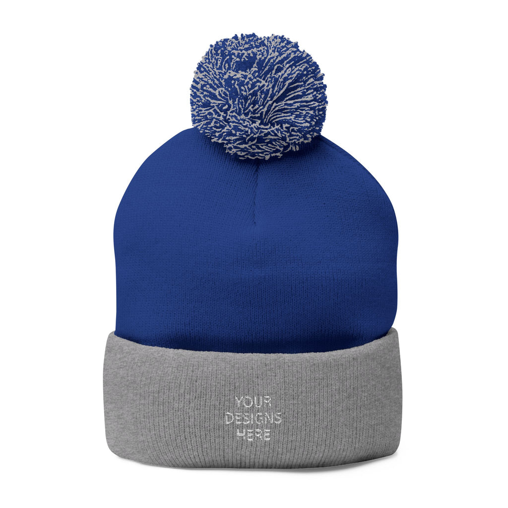 Embroidered Pom-Pom Beanie