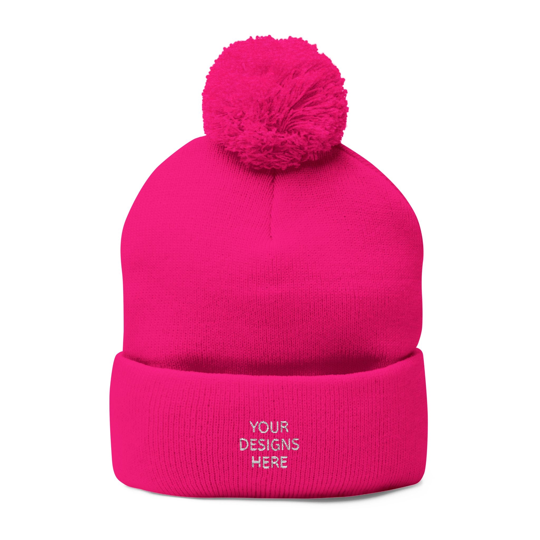 Embroidered Pom-Pom Beanie