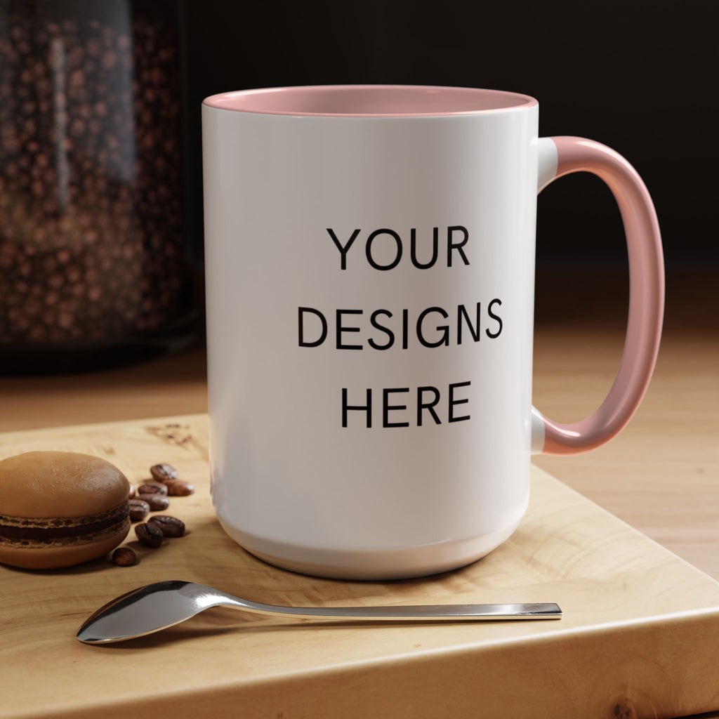 Accent Coffee Mug — Customizable "Your Designs Here" Black-Handle Ceramic Mug (11/15 oz)