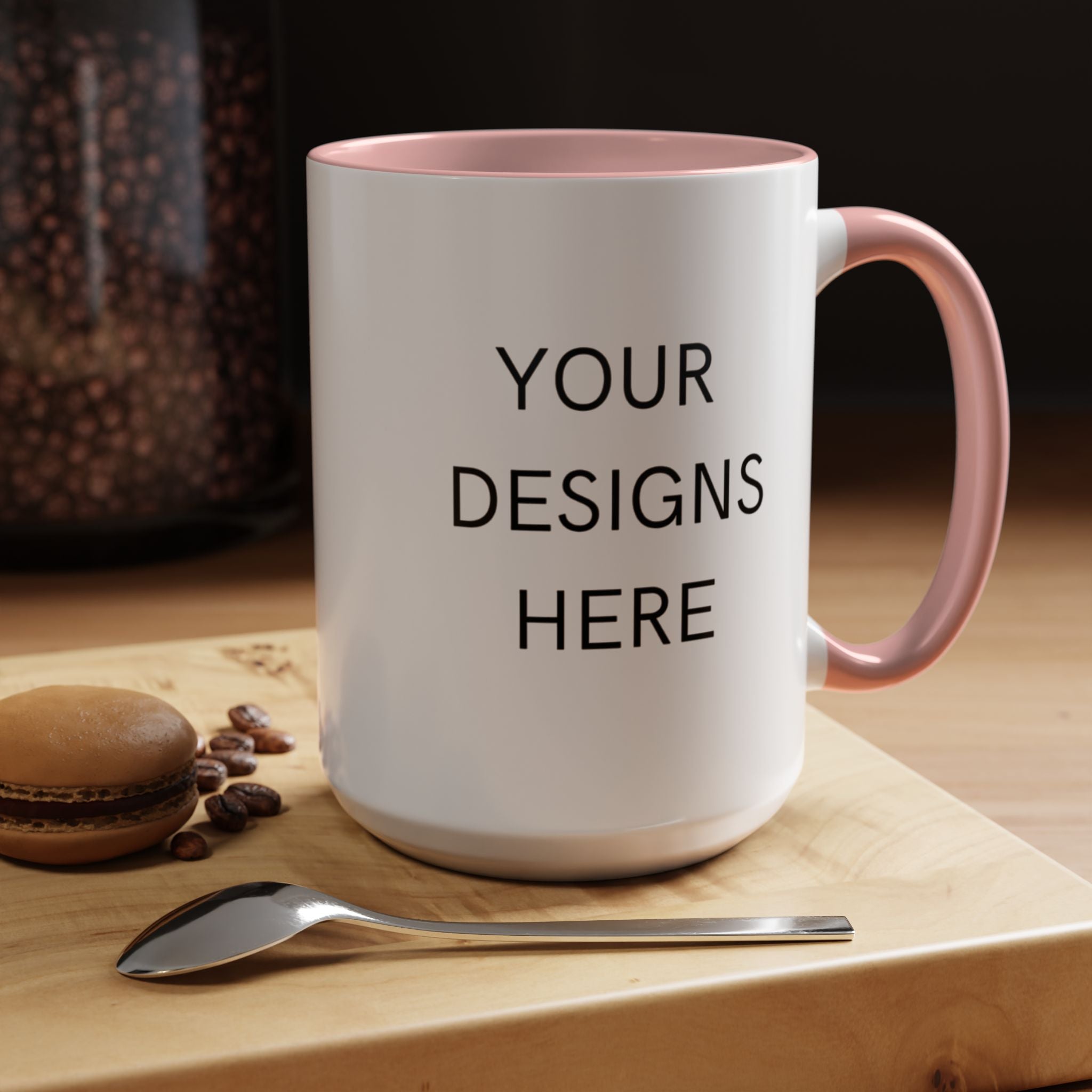 Accent Coffee Mug — Customizable "Your Designs Here" Black-Handle Ceramic Mug (11/15 oz)