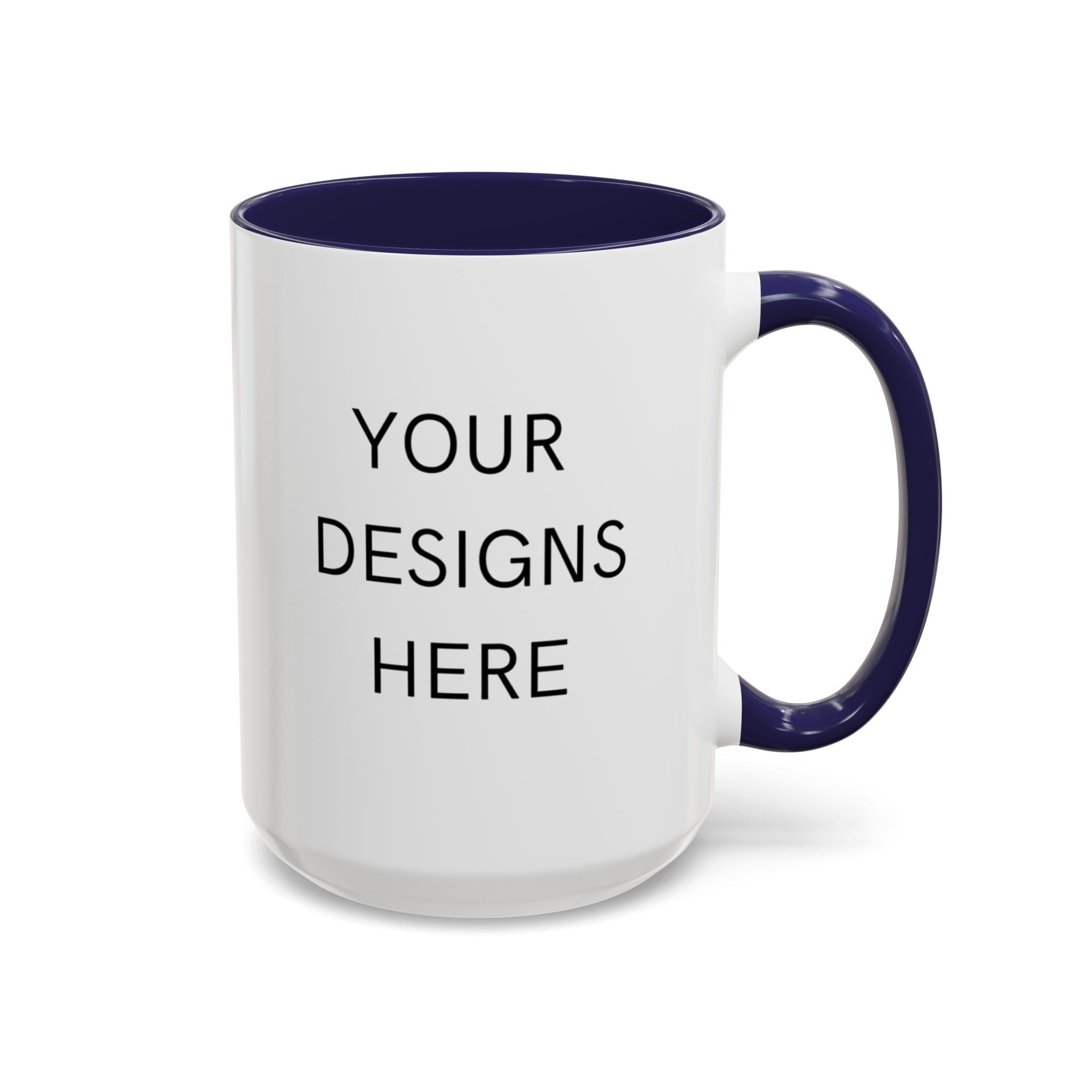 Accent Coffee Mug — Customizable "Your Designs Here" Black-Handle Ceramic Mug (11/15 oz)